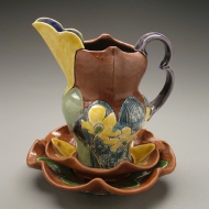 pitcher 2004, earthenware, decals